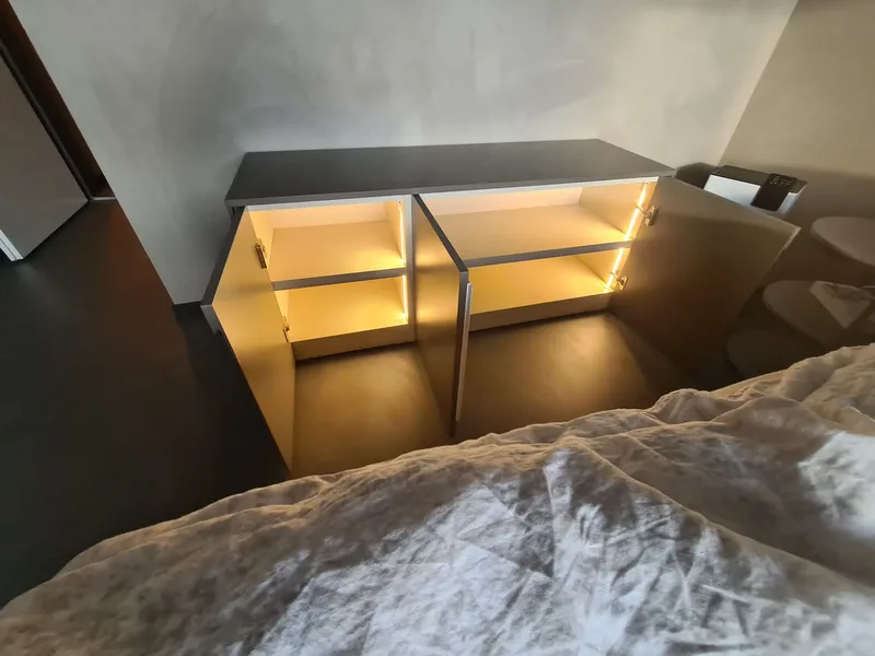 Sideboard - Jona, Switzerland - RAL7039 matte lacquered with integrated handles