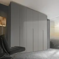 Customized wardrobe - FB 216 chemise matte lacquered with integrated handles.

The exact measurements of this wardrobe are 277 cm in width, 246 cm in height, and 61 cm in depth.