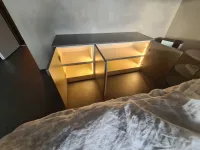 Sideboard: A compact and practical piece for the entrance, hallway, or dining room - ideal for storing tableware. Also perfect for an office to organize documents or coffee-making equipment.

Placed in the bedroom, this sideboard is perfect for storing books or electronic/TV devices and was crafted for our customer’s home in Jona, Switzerland – RAL7039 matte lacquered with integrated handles.

Interior accessories shown in this picture:
- 35 mm thick shelves made of melamine with a wood design in ivory color.
- LED lights integrated into the sideboard (vertical orientation).