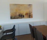 Sideboard: a stylish and well-designed piece of furniture for the kitchen and dining room, perfect for storing glasses, plates, or table linens, conveniently placed for practical use. This particular sideboard is part of our client’s house project in Strasbourg, Austria - in RAL 9016 mette lacquered with integrated handles.

The exact measurements of this sideboard are 357,7 cm in width, 80 cm in height, and 45 cm in depth.